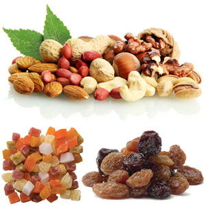 Frutos Secos, Nueces, Avellanas, Almendras, Cacahuetes, Pasas.
